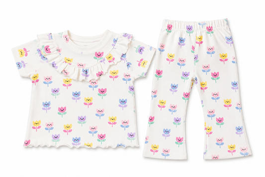 Cute Pastel Tulip Co-ord Set for Baby Girls – Soft Cotton
