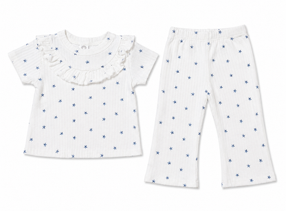 Twinkle Star Ribbed Co-ord Set for Baby Girls – Soft Cotton
