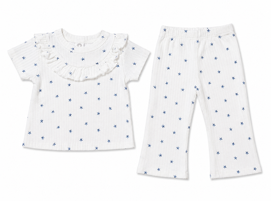 Twinkle Star Ribbed Co-ord Set for Baby Girls – Soft Cotton