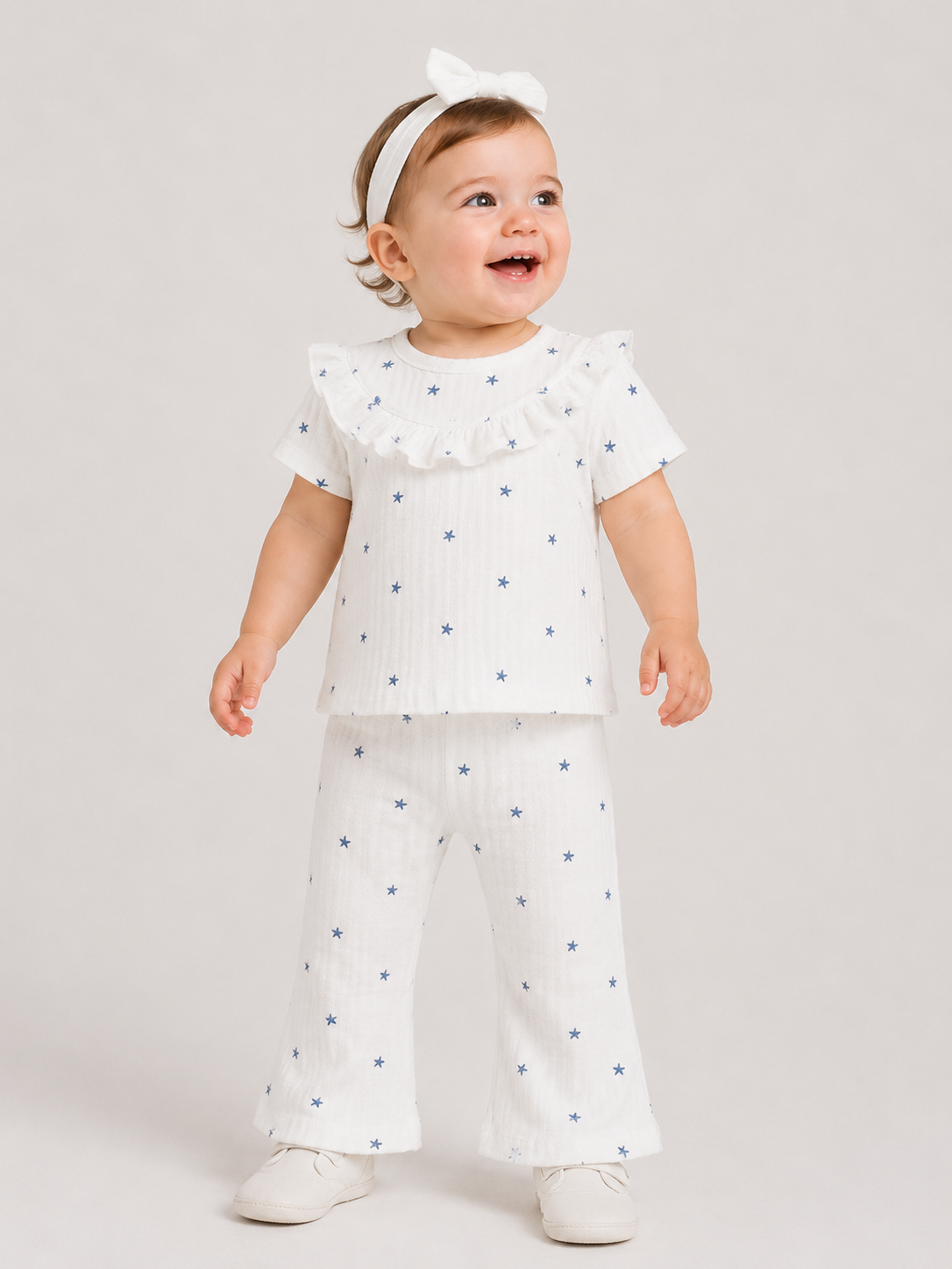Twinkle Star Ribbed Co-ord Set for Baby Girls – Soft Cotton