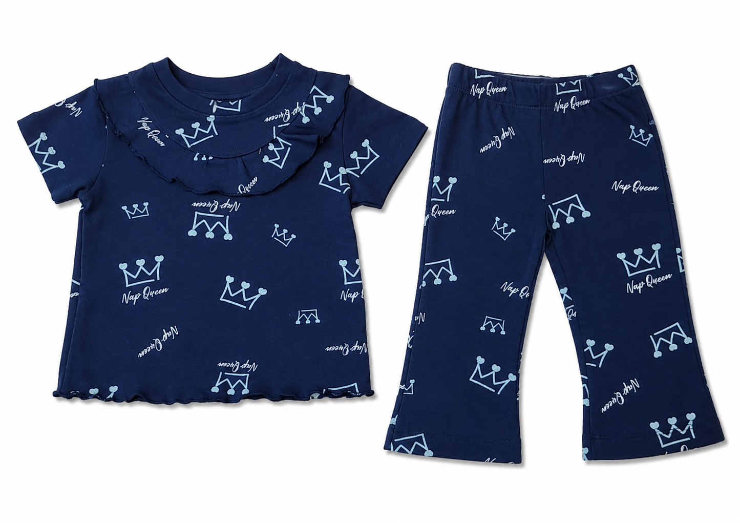 Nap Queen Navy Blue Co-ord Set for Baby Girls – Soft Cotton