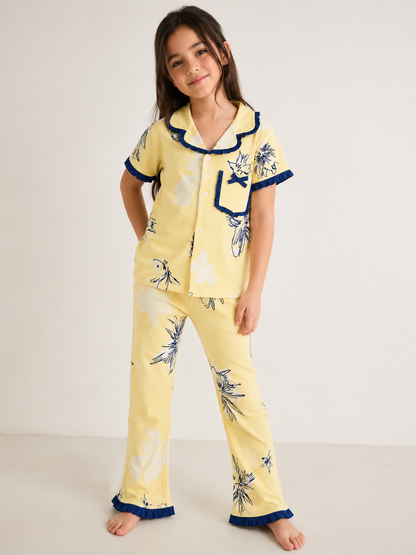 Girls Lemon Blossom Frill Night Suit Set
