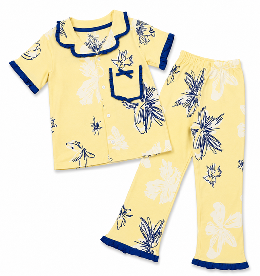 Girls Lemon Blossom Frill Night Suit Set