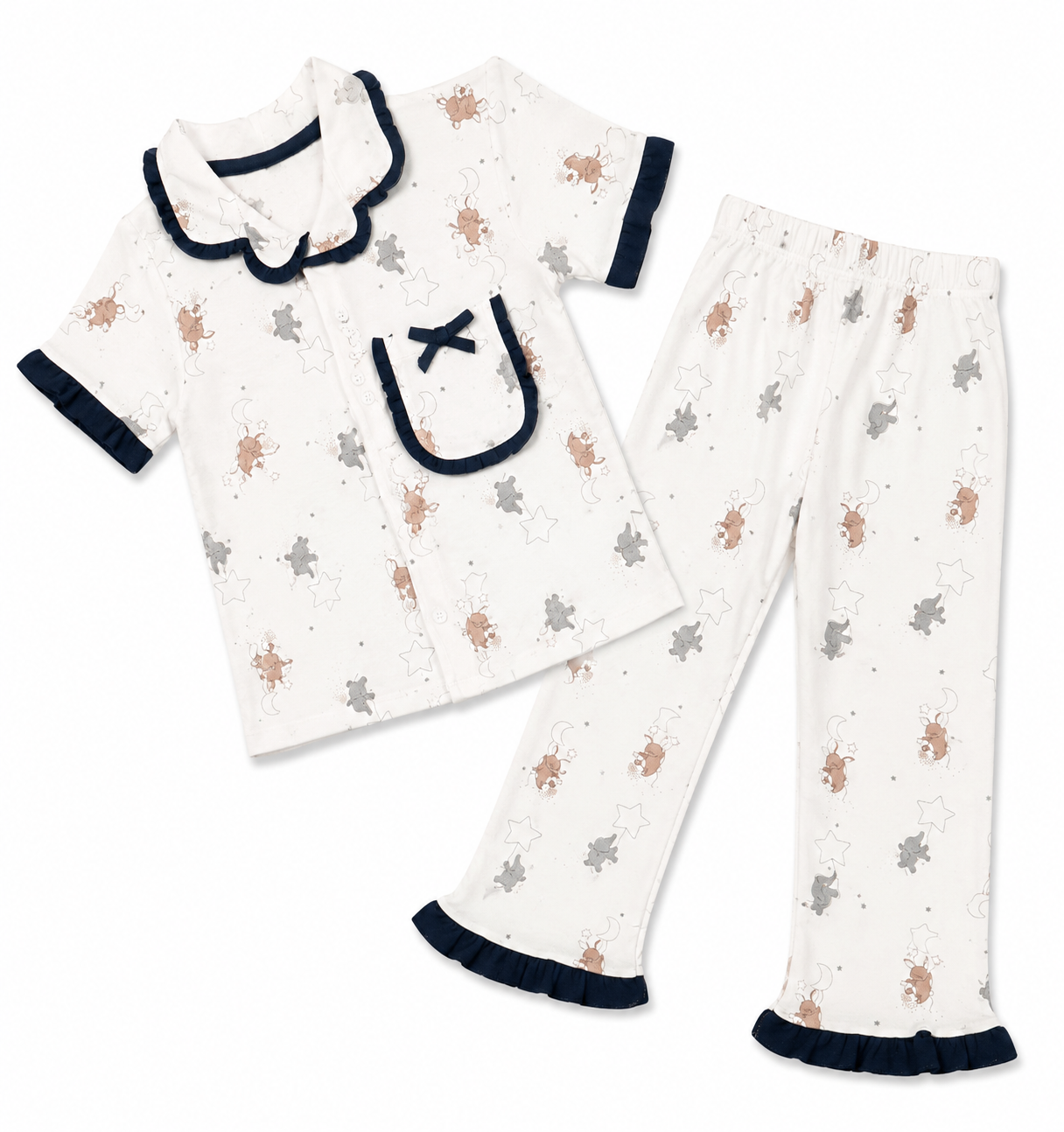 Girls Dreamy Teddy Bear Frill Night Suit Set