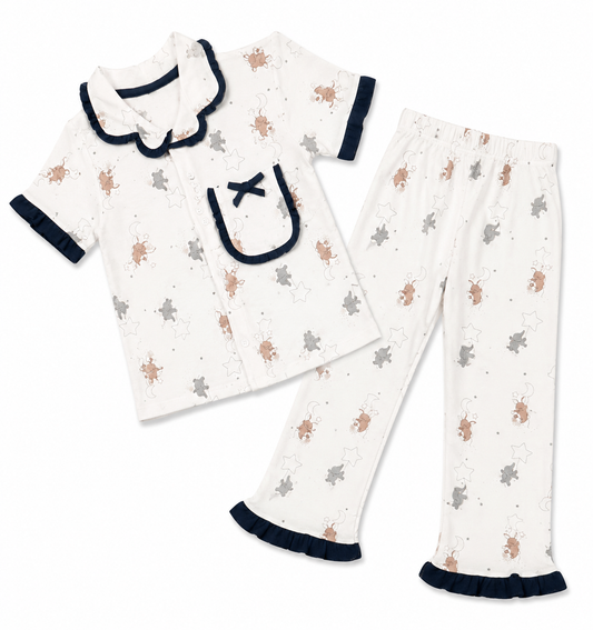 Girls Dreamy Teddy Bear Frill Night Suit Set