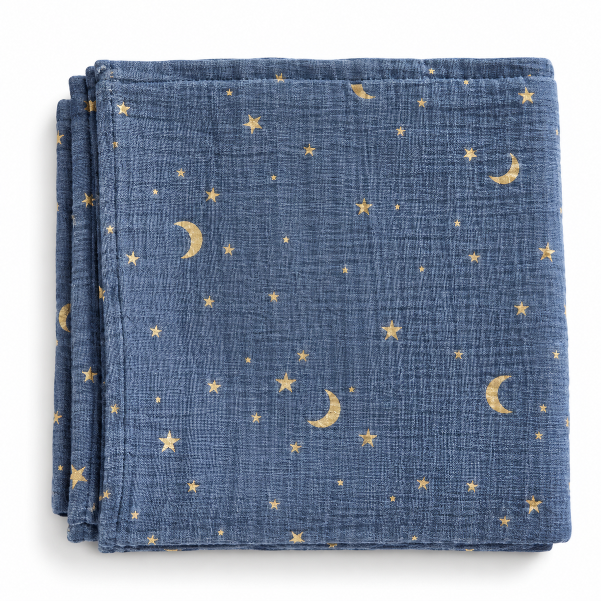 Midnight Moon & Stars Muslin Baby Swaddle Wrap – 100% Cotton