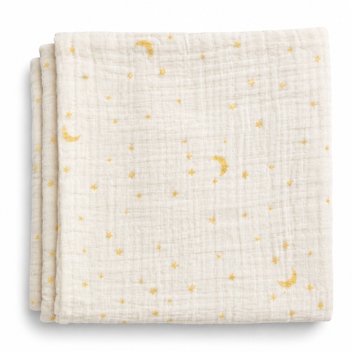 Ivory Moon & Stars Muslin Baby Swaddle Wrap – 100% Cotton