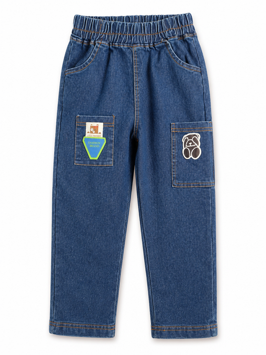 Kids Denim Cargo Pants – Blue Utility Pocket Jeans