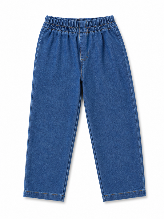 Kids Blue Denim Pants – Classic Elastic Waist Casual Jeans