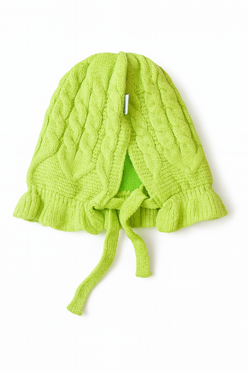 Baby Knitted Winter Beanie with Tie – Green