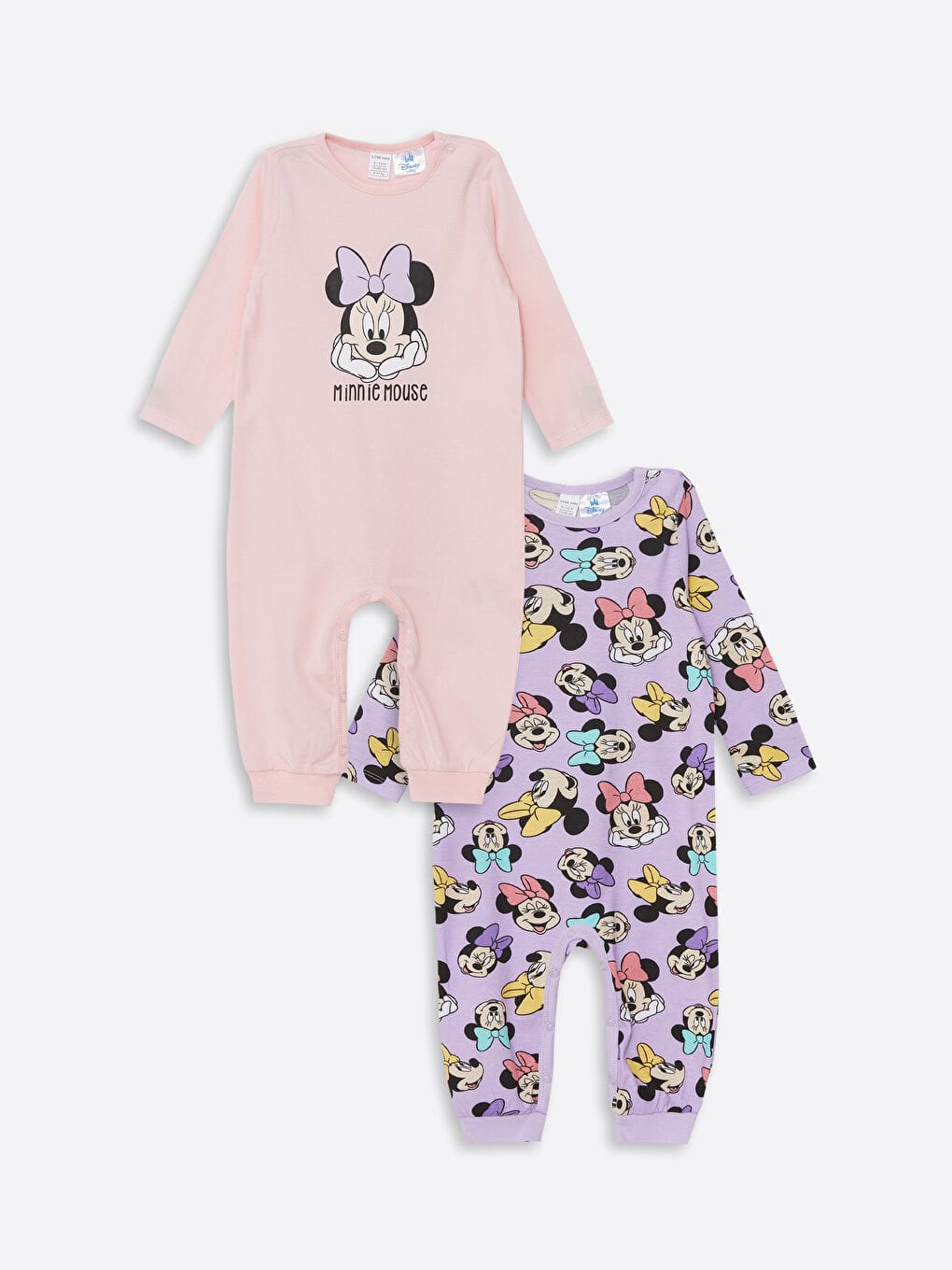 Long Sleeve Minnie Mouse Printed Baby Girl Jumpsuit 2-Pack
