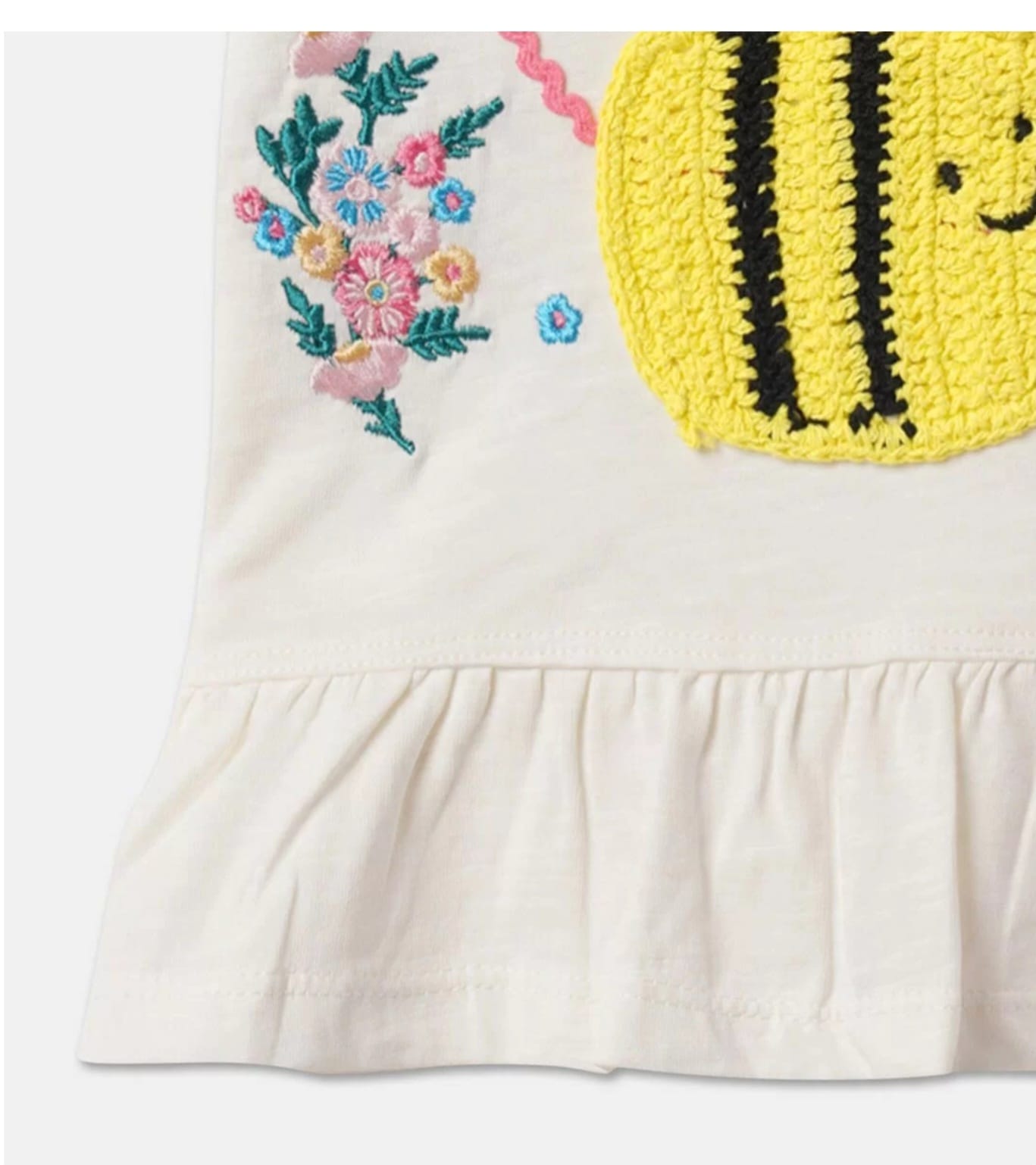 Girls Embroidered Peter Pan Collar Cap Sleeves Cotton Top
