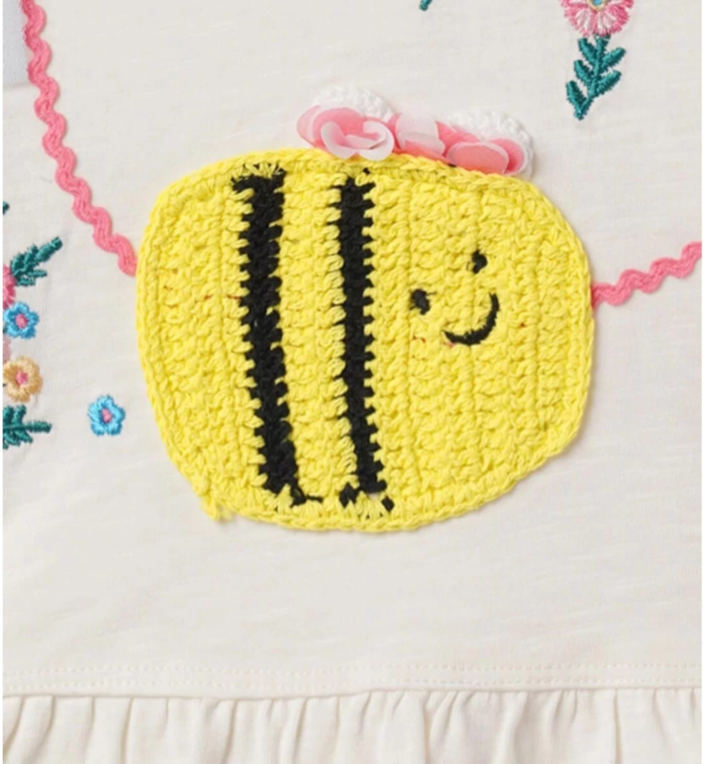 Girls Embroidered Peter Pan Collar Cap Sleeves Cotton Top