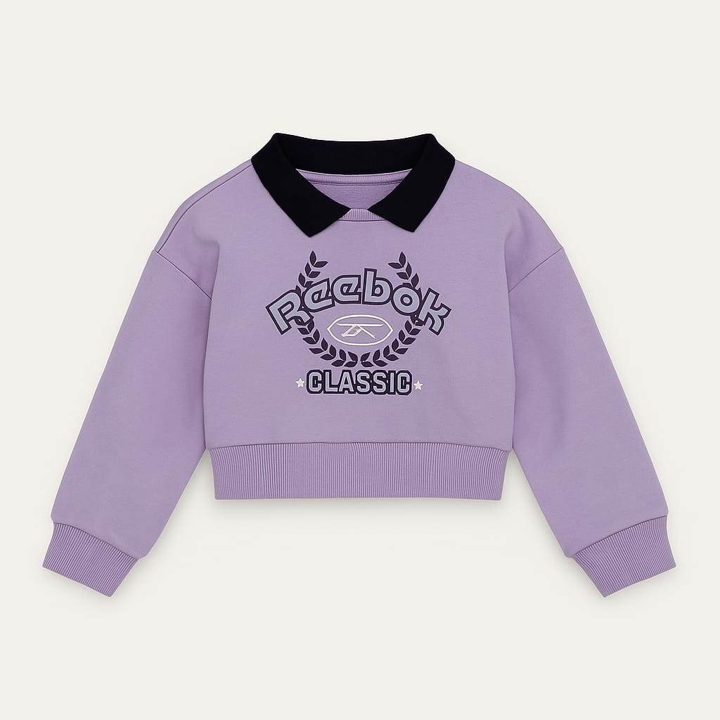 Reebok Classic Girls Cropped Sweatshirt – Lavender