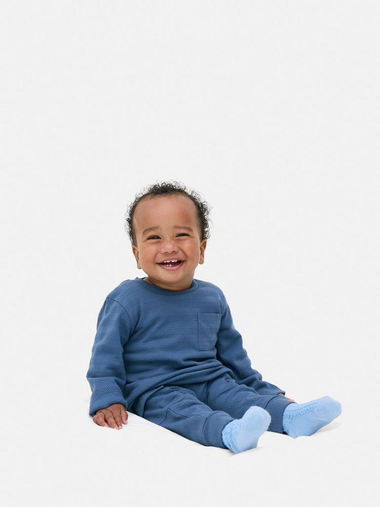 Baby Boys’ Blue Long Sleeve Top & Bottom Set