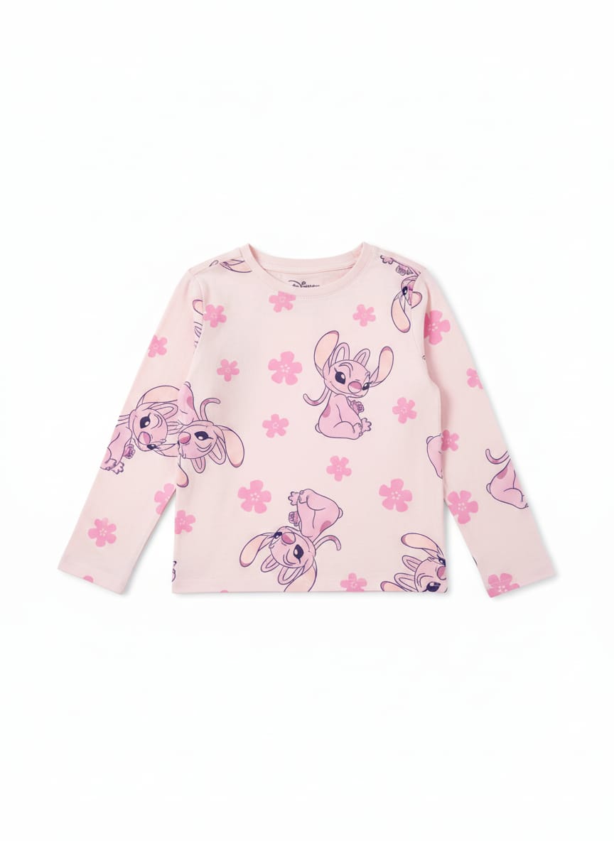 Disney Girls’ Pink Angel Print Long Sleeve T-Shirt