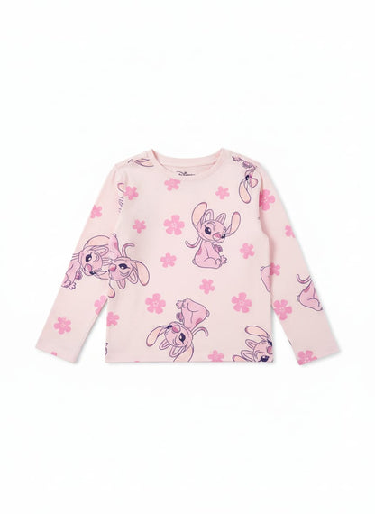 Disney Girls’ Pink Angel Print Long Sleeve T-Shirt