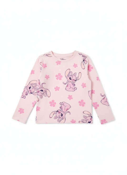 Disney Girls’ Pink Angel Print Long Sleeve T-Shirt