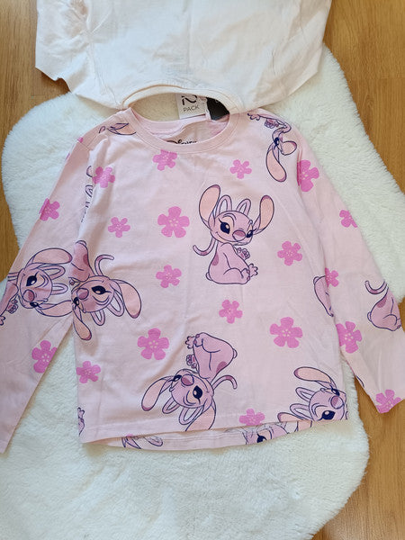 Disney Girls’ Pink Angel Print Long Sleeve T-Shirt