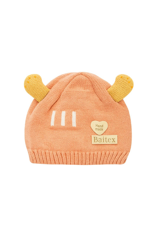 Baitex Baby Knitted Beanie Hat – Orange with Ears