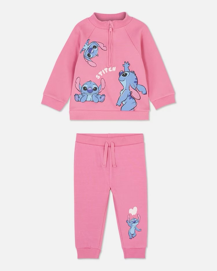 Disney Stitch Pink Kids Sweatshirt & Jogger Set