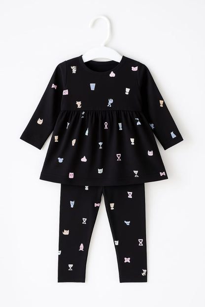 Frock - Leggings Black Set