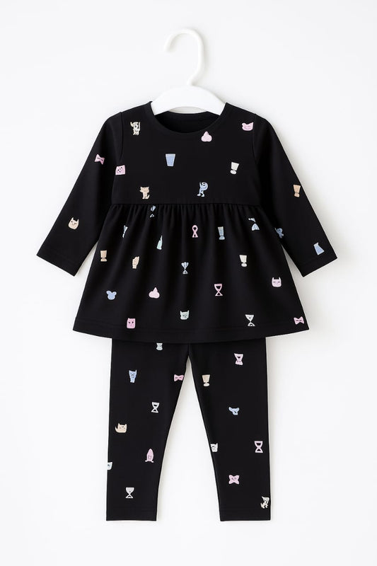 Frock - Leggings Black Set