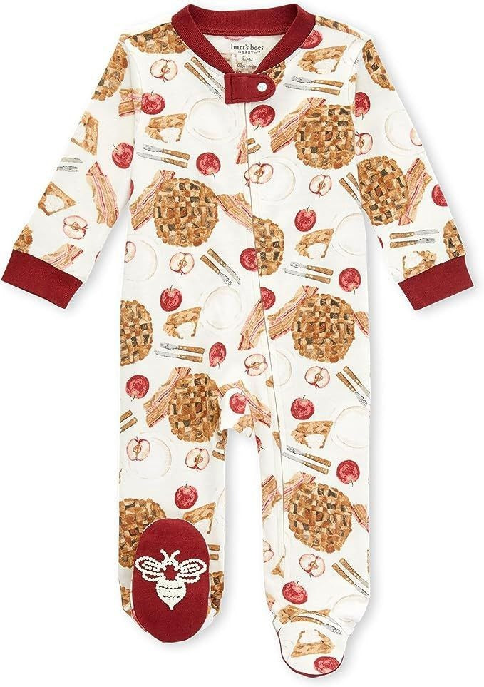 Printed Baby Sleepsuit with Red Accents