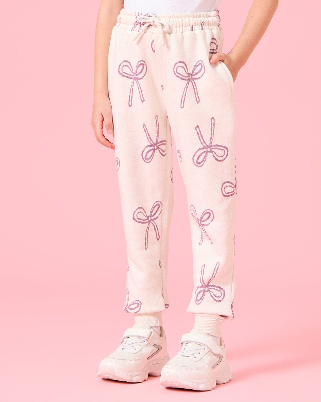 Cream Bow Print Fleece Co-ord Set
