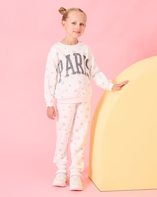 White "Paris" Fleece Co-ord Set