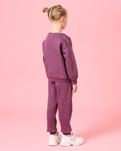 Maroon Printed Fleece Co-ord Set