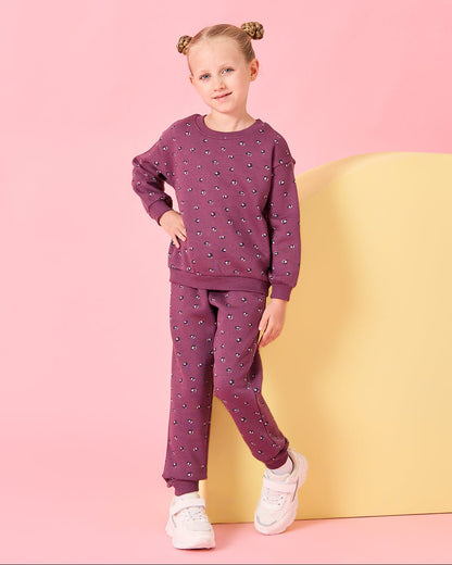 Maroon Printed Fleece Co-ord Set