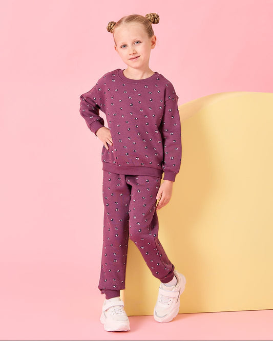 Maroon Printed Fleece Co-ord Set