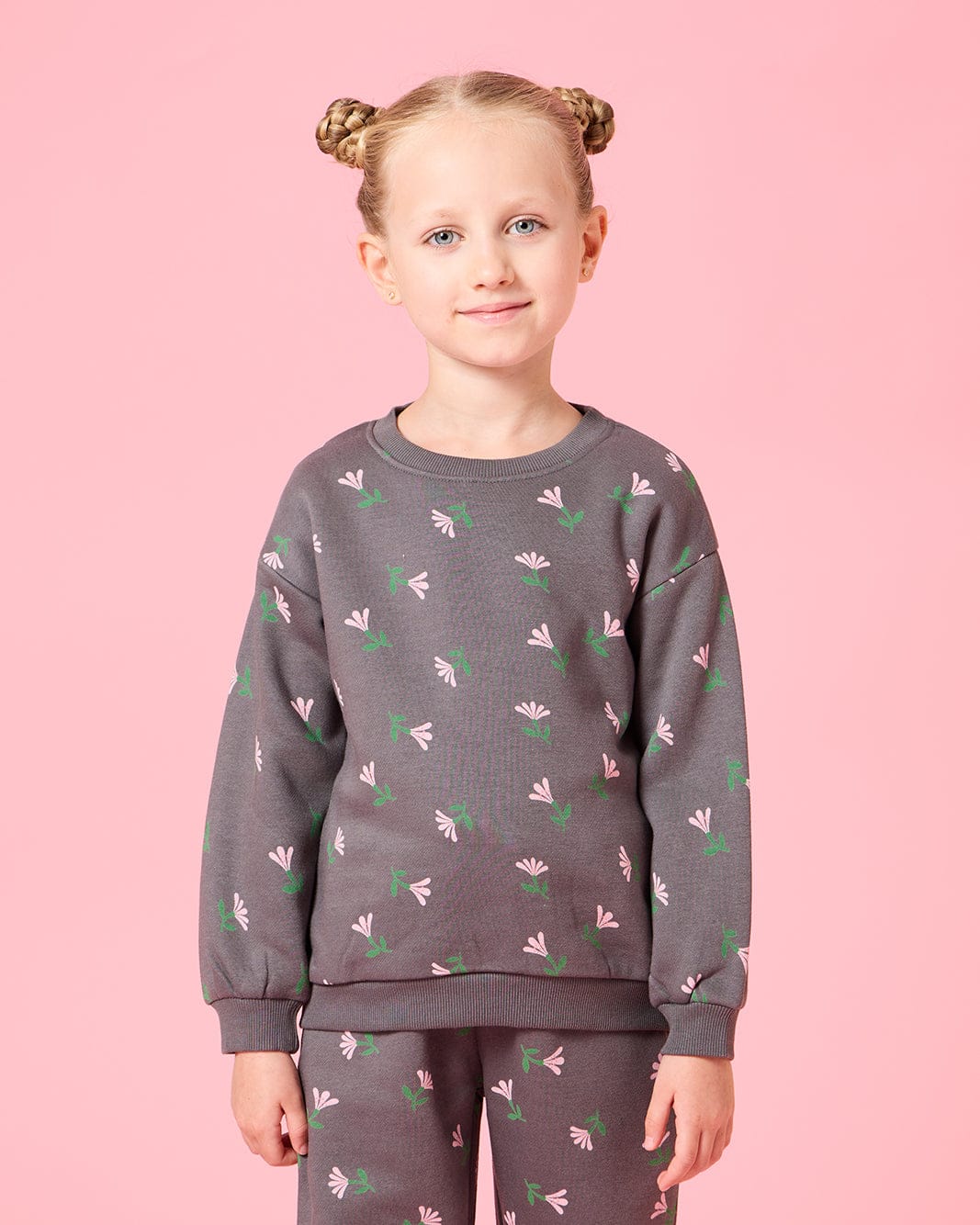 Grey Floral Fleece Co-ord Set