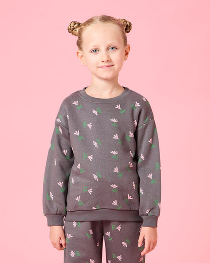 Grey Floral Fleece Co-ord Set