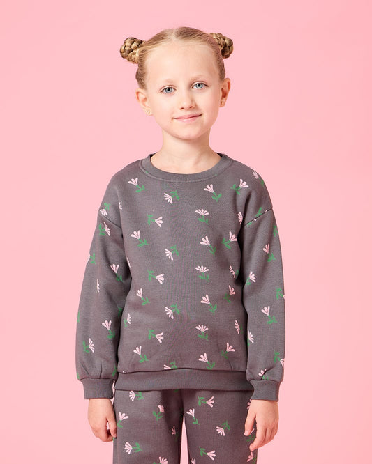 Grey Floral Fleece Co-ord Set