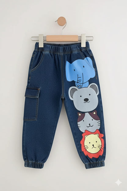 Animal Print Denim Jeans for Boys & Girls
