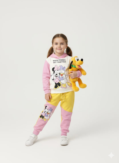 Minnie & Daisy Colorblock Hoodie Set (white & Yellow)