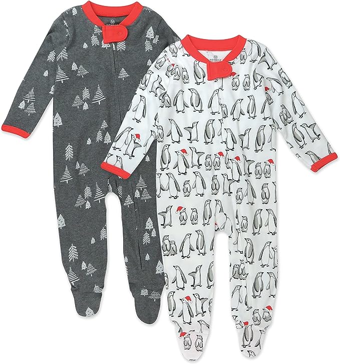 Winter Penguin & Pine Tree Sleepsuit Set