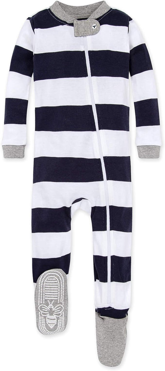 Classic Navy Stripe Zipper Sleepsuit