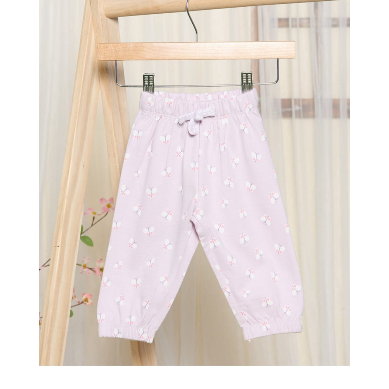 Lilac Butterfly Print Cotton Pants