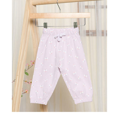 Lilac Butterfly Print Cotton Pants