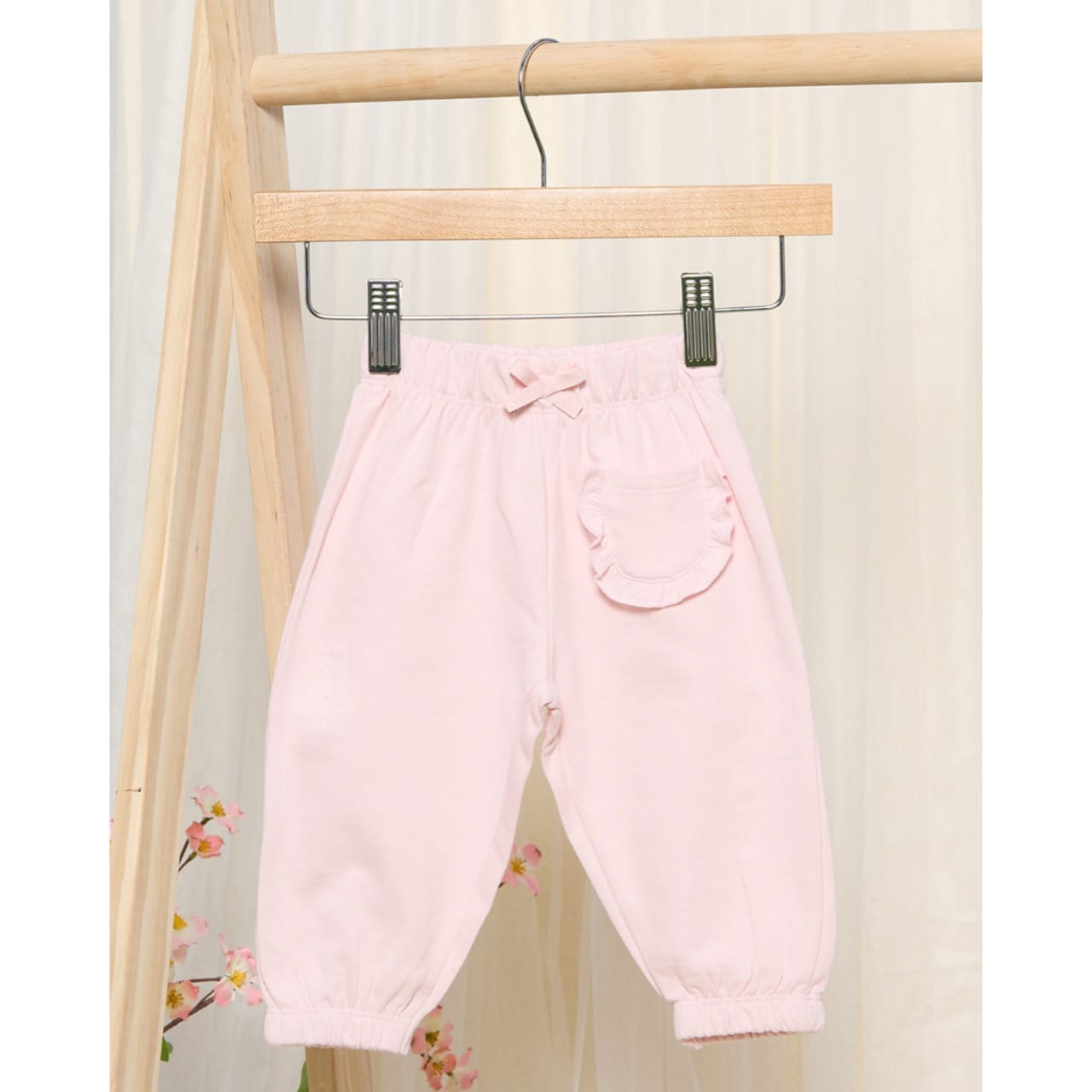 Soft Pink Ruffle Pocket Pants