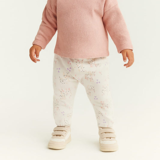 Creamy White Printed Cotton Pants