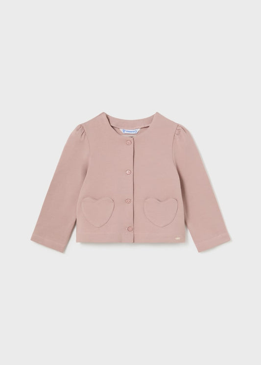 Blush Pink Heart Pocket Baby Cardigan