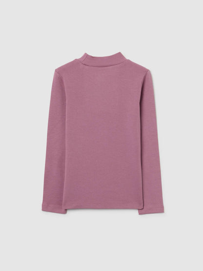 Butterfly Embroidered Mock Neck Top – Mauve