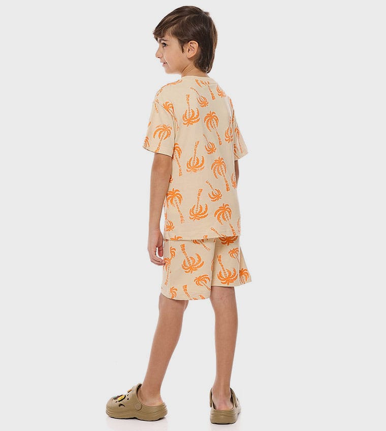 Boys Tropical Palm Print Co-Ord Set | Summer T-Shirt & Shorts Set