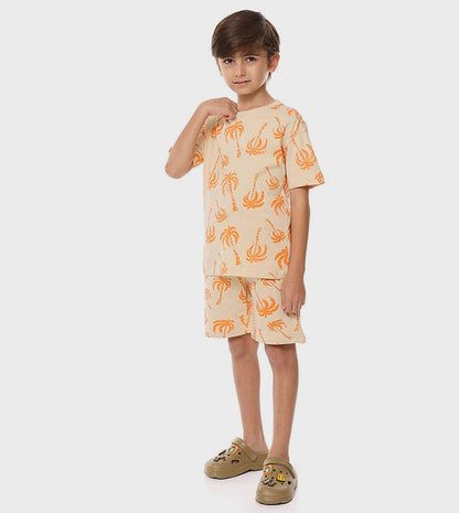 Boys Tropical Palm Print Co-Ord Set | Summer T-Shirt & Shorts Set