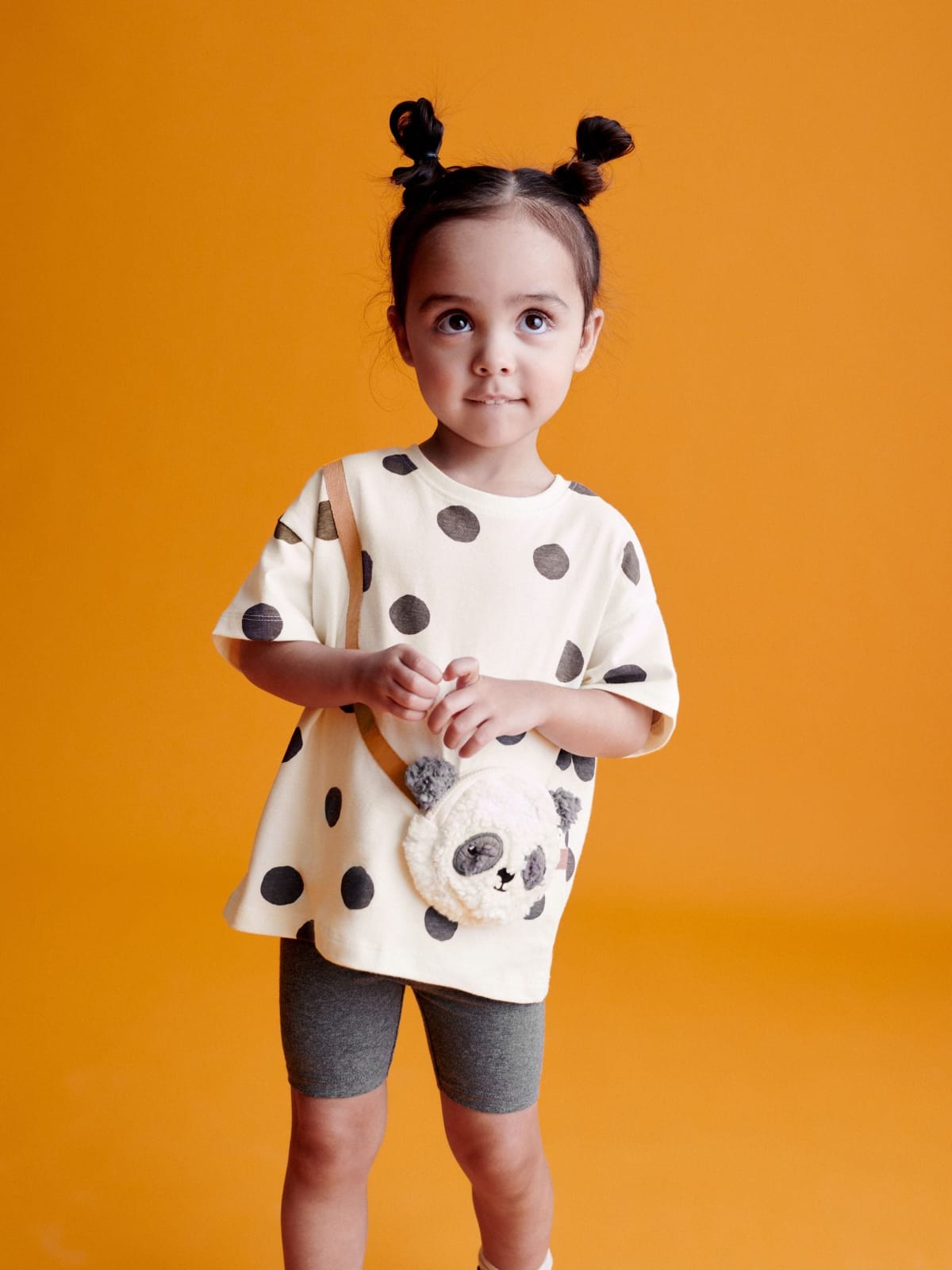 Black/White Panda Half Sleeve Bag T-Shirt