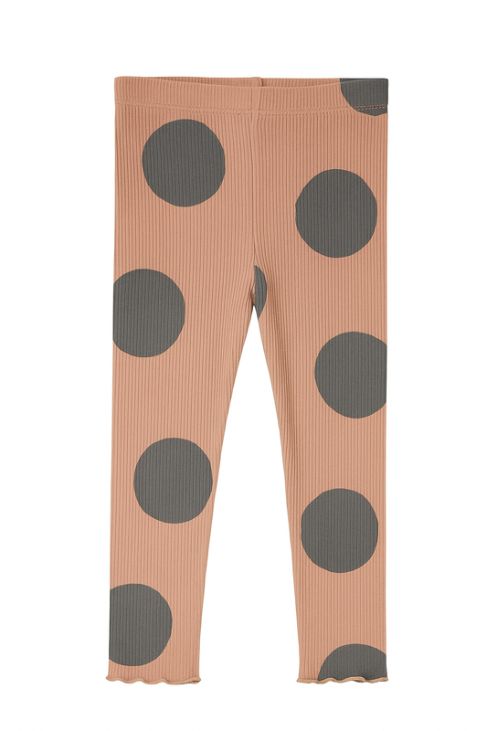 Ribbed brown polka leggings